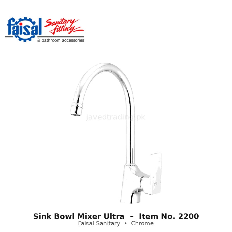 Faisal Sanitary Sink Bowl Mixer Ultra, Item 2200 Chrome and Matt Black