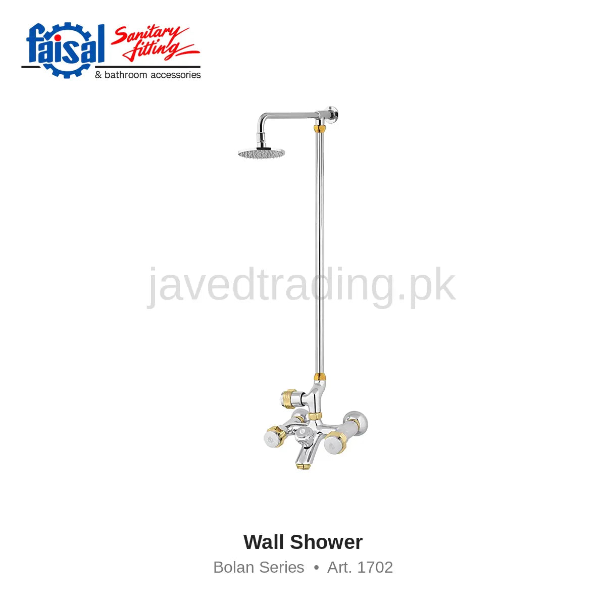 Faisal Sanitary Bolan Series 1707 Complete Bath Set, 8 Pieces Single Round Chrome, Youthful and Chrome Gold