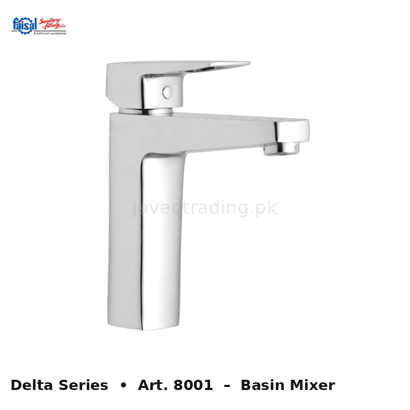 Faisal Sanitary Delta Series 8007 Complete Bath Set, 8 Pieces Single Lever Square Chrome