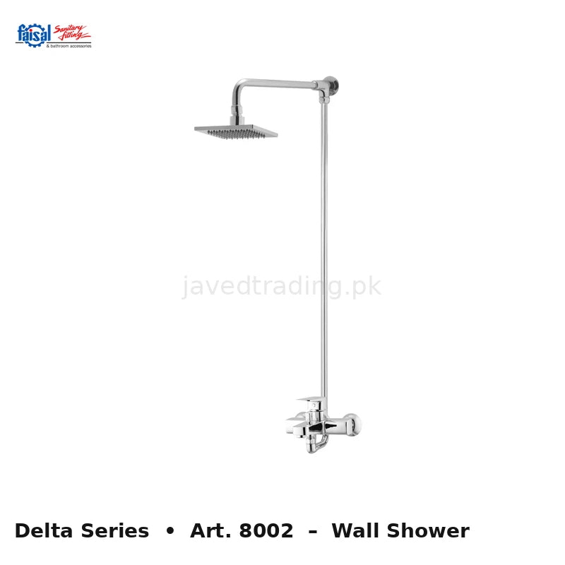 Faisal Sanitary Delta Series 8007 Complete Bath Set, 8 Pieces Single Lever Square Chrome