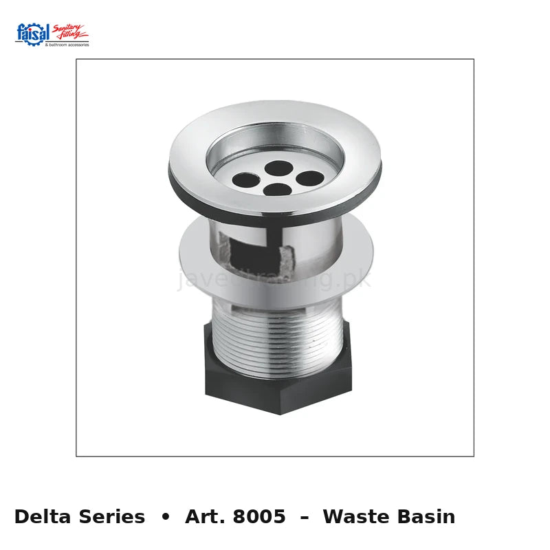 Faisal Sanitary Delta Series 8007 Complete Bath Set, 8 Pieces Single Lever Square Chrome