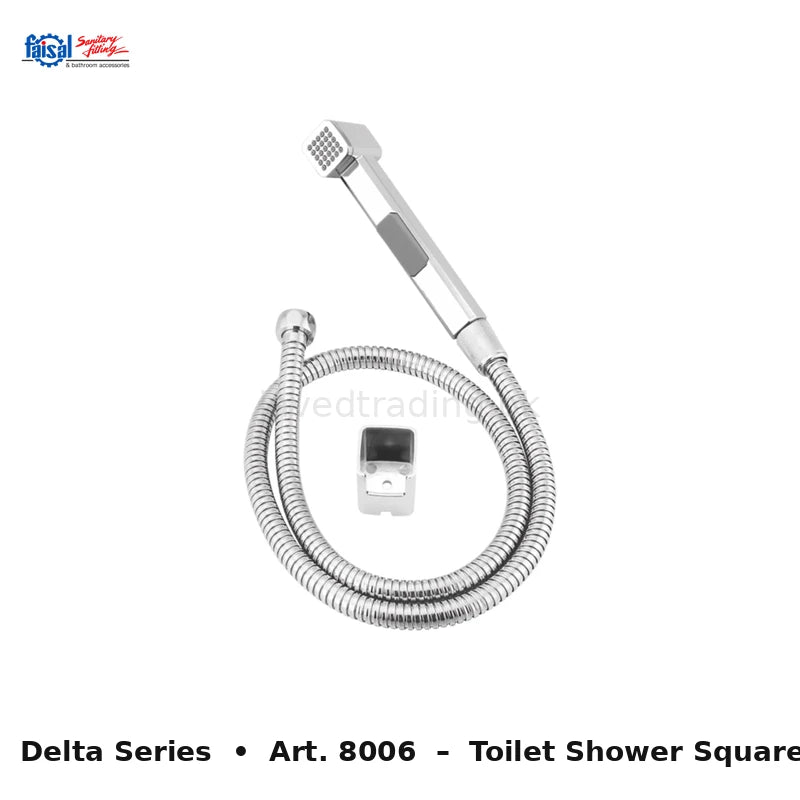 Faisal Sanitary Delta Series 8007 Complete Bath Set, 8 Pieces Single Lever Square Chrome