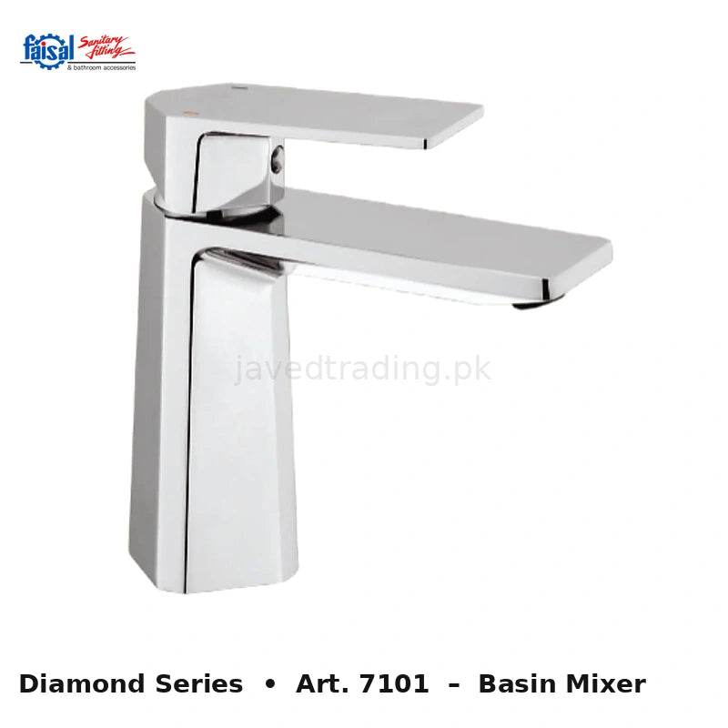 Faisal Sanitary Diamond Series 7107 Complete Bath Set, 8 Pieces Single Lever Square Chrome