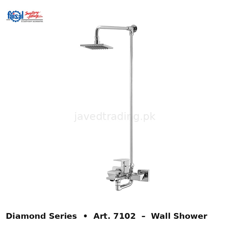 Faisal Sanitary Diamond Series 7107 Complete Bath Set, 8 Pieces Single Lever Square Chrome