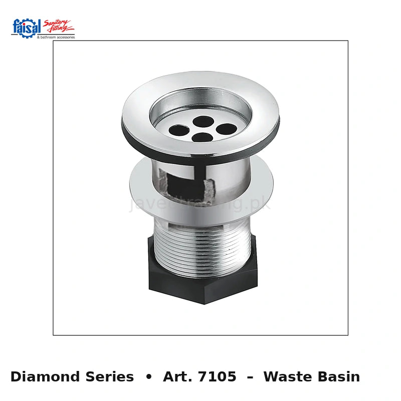 Faisal Sanitary Diamond Series 7107 Complete Bath Set, 8 Pieces Single Lever Square Chrome