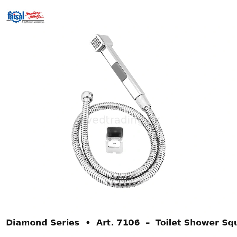 Faisal Sanitary Diamond Series 7107 Complete Bath Set, 8 Pieces Single Lever Square Chrome