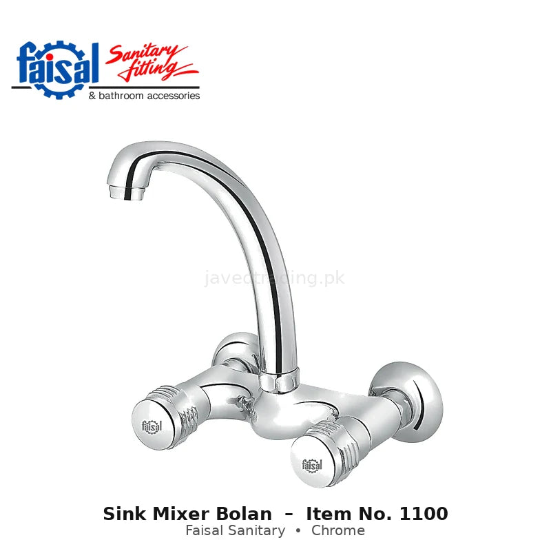 Faisal Sanitary Bolan Sink Mixer, Item 1100 Chrome and Youthful Colour