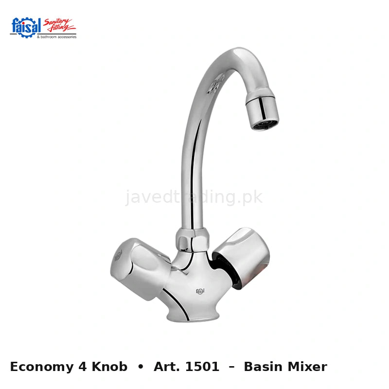 Faisal Sanitary Economy 4 Knobs Series 1507 Complete Bath Set, 8 Pieces Full Round Chrome and Youthful Colour