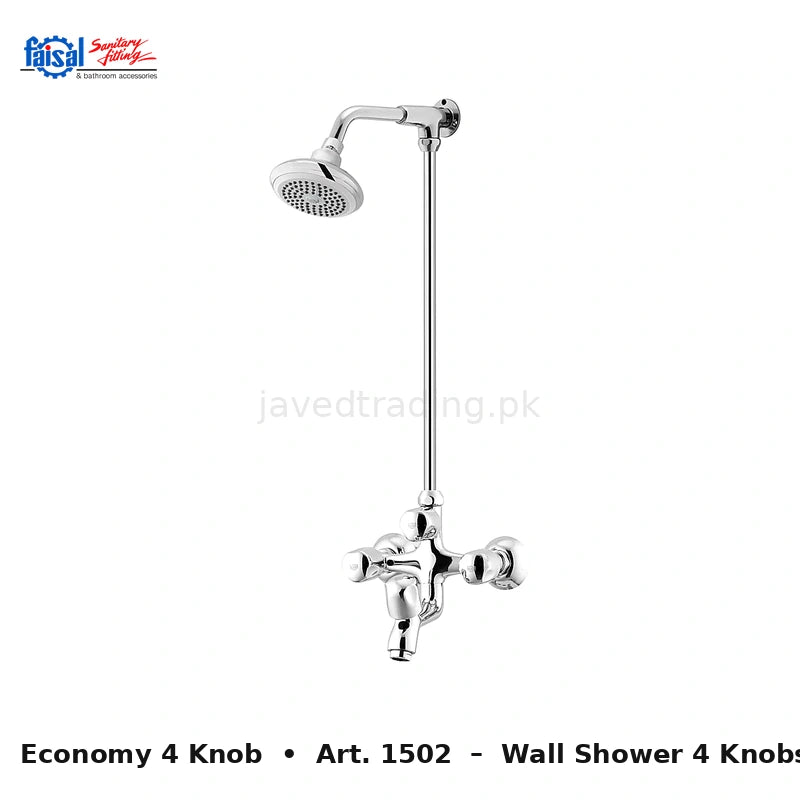 Faisal Sanitary Economy 4 Knobs Series 1507 Complete Bath Set, 8 Pieces Full Round Chrome and Youthful Colour