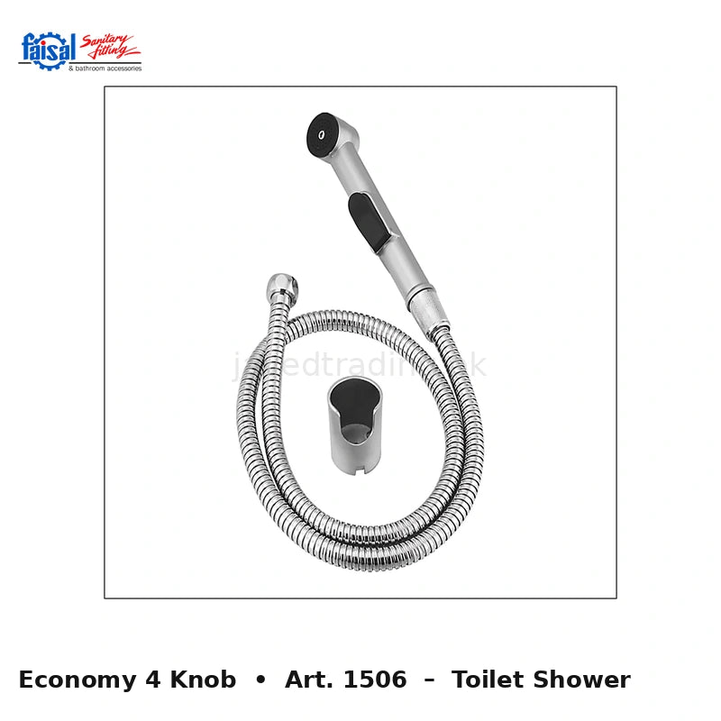 Faisal Sanitary Economy 4 Knobs Series 1507 Complete Bath Set, 8 Pieces Full Round Chrome and Youthful Colour