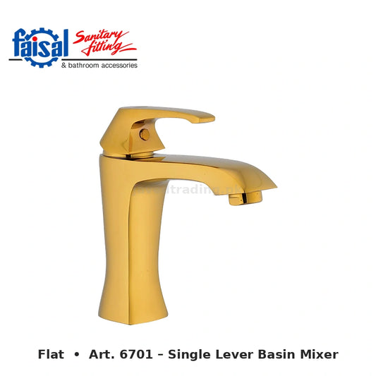 Faisal Sanitary Flat Series 6707 Complete Bath Set, 8 Pieces Single Lever Chrome, Chrome Gold, Matt Black and PVD Full Gold