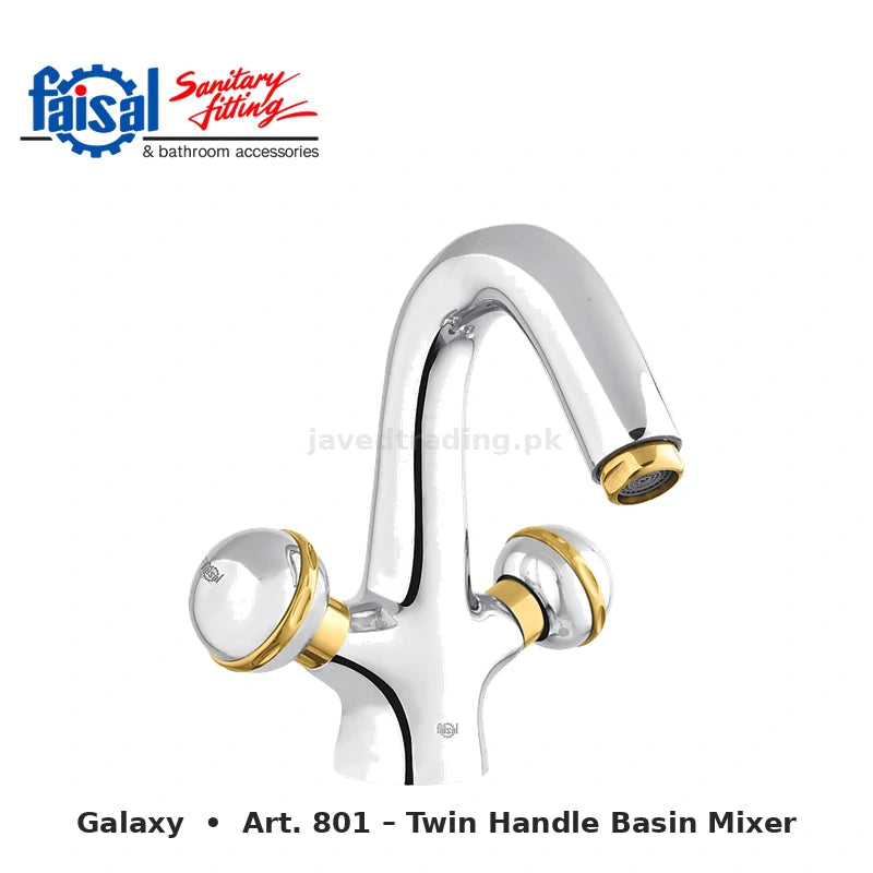 Faisal Sanitary Galaxy Series 807 Complete Bath Set, 8 Pieces Full Round Chrome, Youthful Colour and Chrome Gold