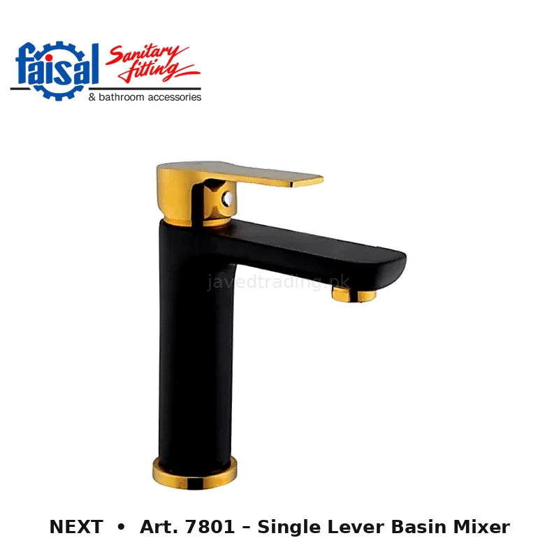 Faisal Sanitary Next Series 7807 Complete Bath Set, 8 Pieces Single Lever Chrome, Chrome Gold, Matt Black and PVD Full Gold