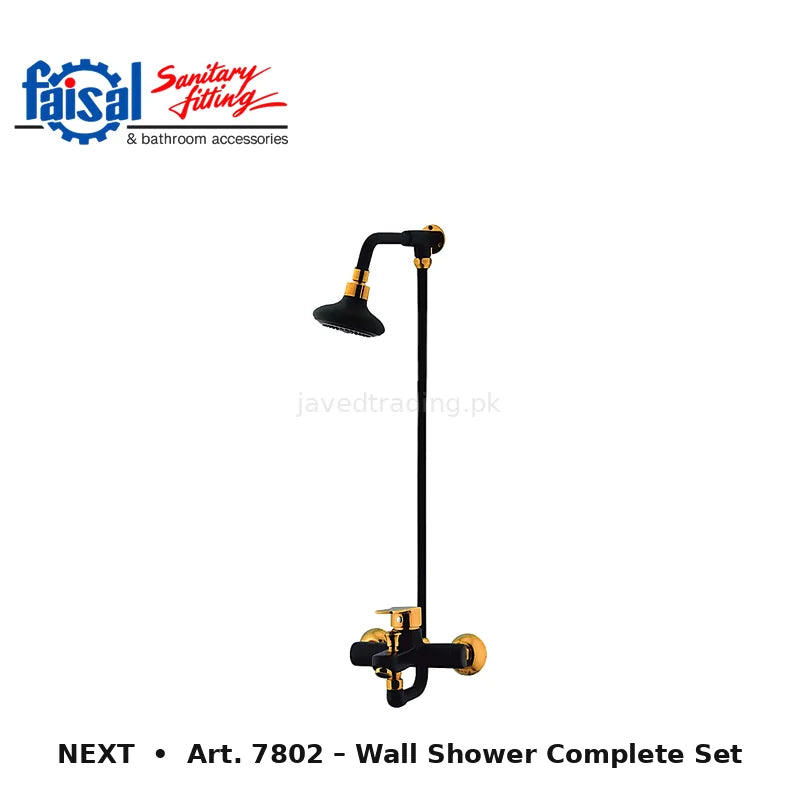 Faisal Sanitary Next Series 7807 Complete Bath Set, 8 Pieces Single Lever Chrome, Chrome Gold, Matt Black and PVD Full Gold