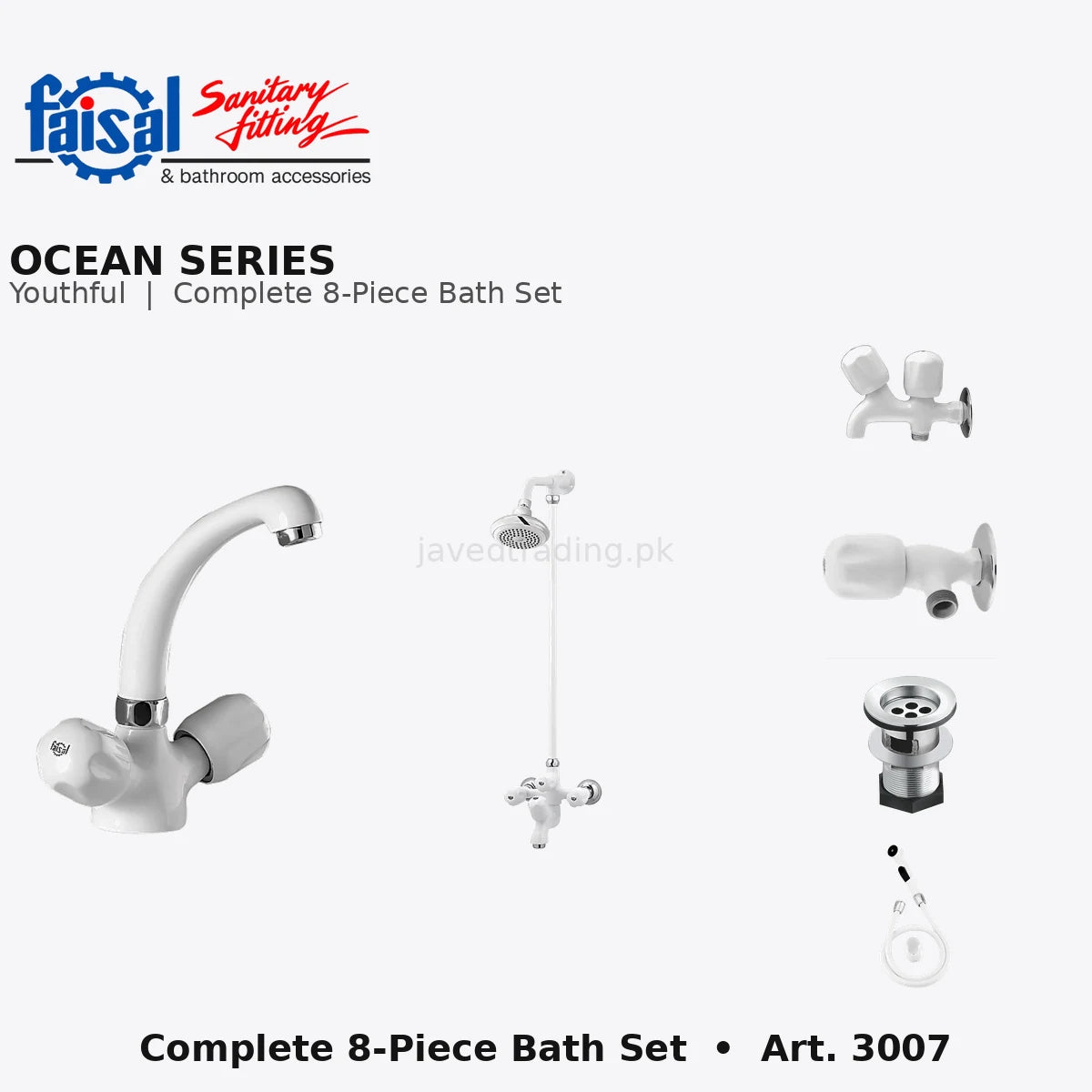 Faisal Sanitary Ocean Series 3007 Complete Bath Set, 8 Pieces Full Round Youthful Colour