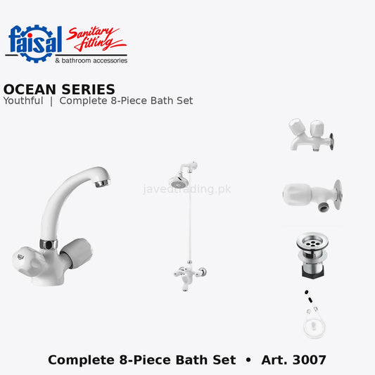 Faisal Sanitary Ocean Series 3007 Complete Bath Set, 8 Pieces Full Round Youthful Colour