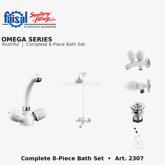 Faisal Sanitary Omega Series 2307 Complete Bath Set, 8 Pieces Full Round Youthful Colour