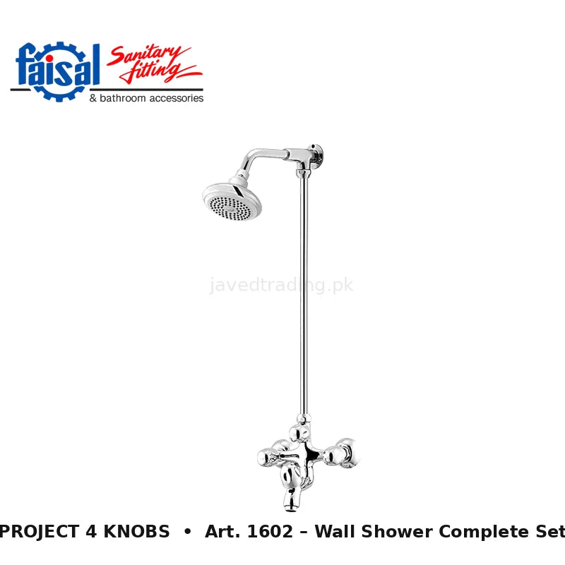 Faisal Sanitary Project 4 Knobs Series 1607 Complete Bath Set, 8 Pieces Full Round Chrome and Youthful Colour