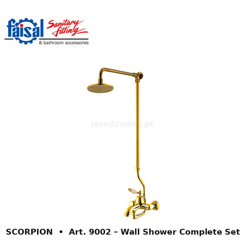 Faisal Sanitary Scorpion Series 9007 Complete Bath Set, 8 Pieces Single Lever Chrome, Chrome Gold, Matt Black and PVD Full Gold