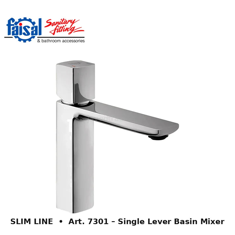 Faisal Sanitary Slim Line Series 7307 Complete Bath Set, 8 Pieces Single Lever Square Chrome