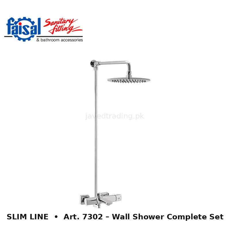 Faisal Sanitary Slim Line Series 7307 Complete Bath Set, 8 Pieces Single Lever Square Chrome