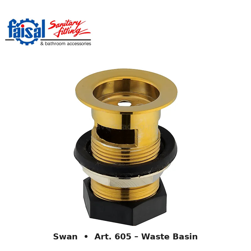 Faisal Sanitary Swan Series 607 Complete Bath Set, 8 Pieces Full Round Chrome, Youthful Colour and PVD Full Gold
