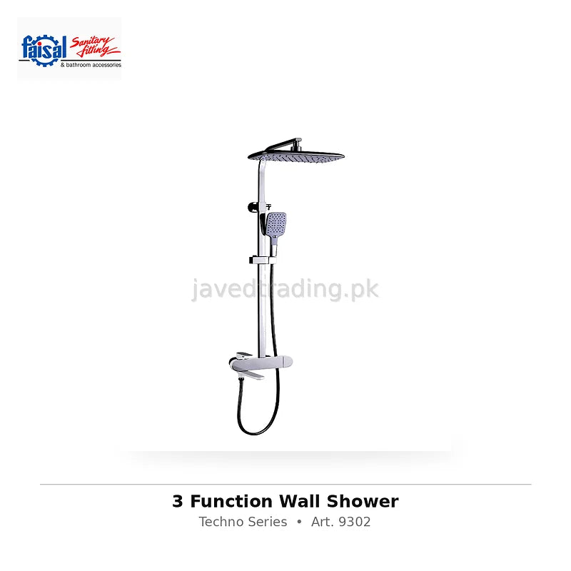 Faisal Sanitary Techno Series 9307 Complete Bath Set, 8 Pieces Single Lever Chrome