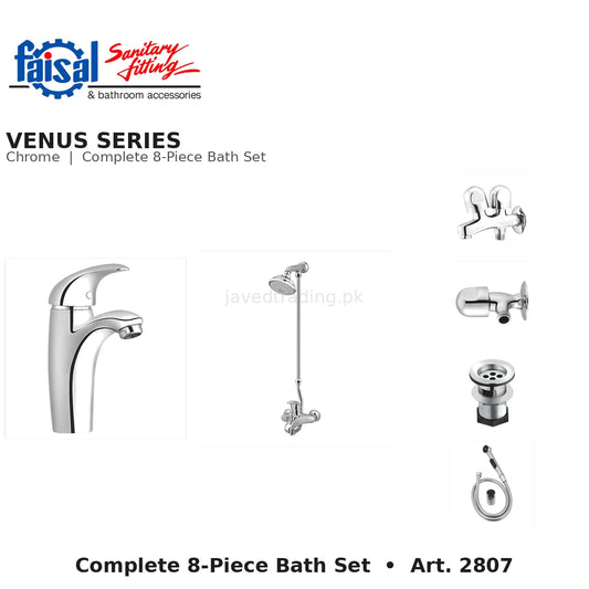 Faisal Sanitary Venus Series 2807 Complete Bath Set, 8 Pieces Single Lever Chrome and Youthful Colour