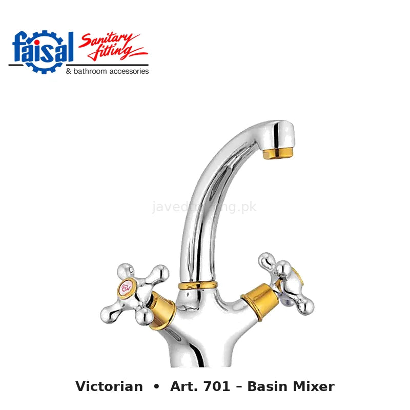 Faisal Sanitary Victorian Series 707 Complete Bath Set, 8 Pieces Full Round Chrome, Youthful Colour and Chrome Gold