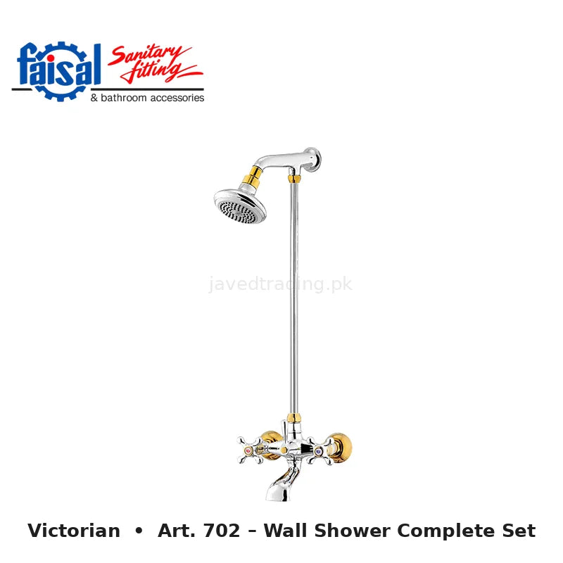 Faisal Sanitary Victorian Series 707 Complete Bath Set, 8 Pieces Full Round Chrome, Youthful Colour and Chrome Gold