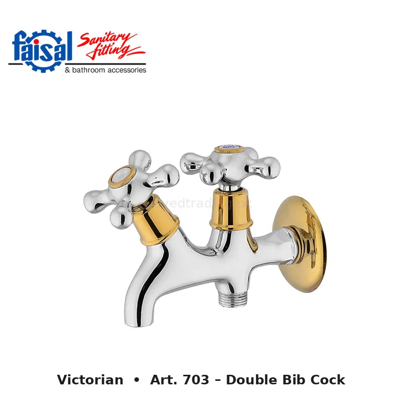 Faisal Sanitary Victorian Series 707 Complete Bath Set, 8 Pieces Full Round Chrome, Youthful Colour and Chrome Gold