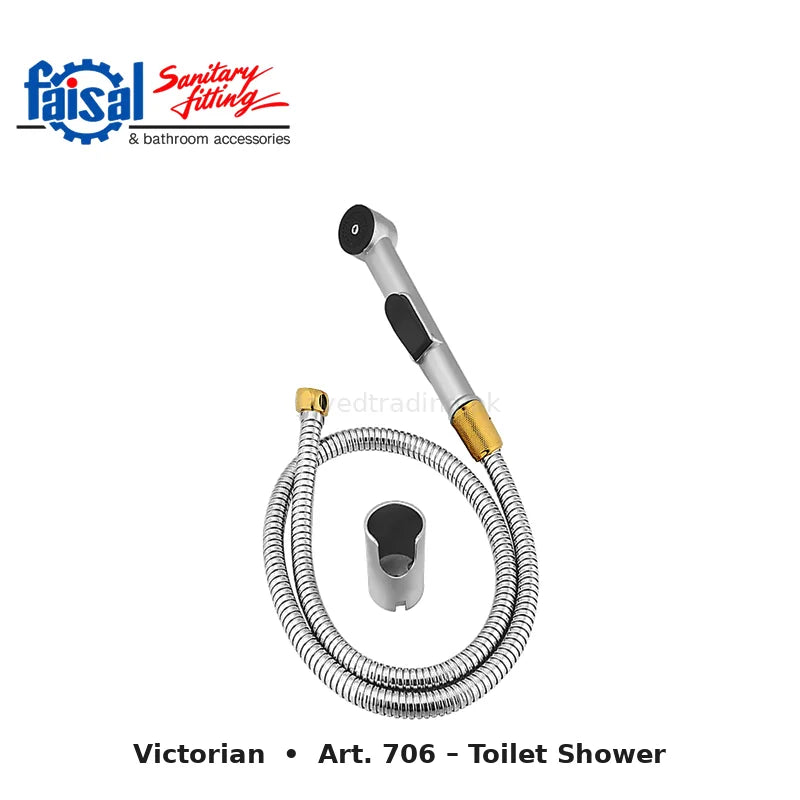 Faisal Sanitary Victorian Series 707 Complete Bath Set, 8 Pieces Full Round Chrome, Youthful Colour and Chrome Gold